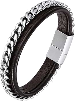 Amazon | [ChainsPro] PUレザー ブレスレット メンズ